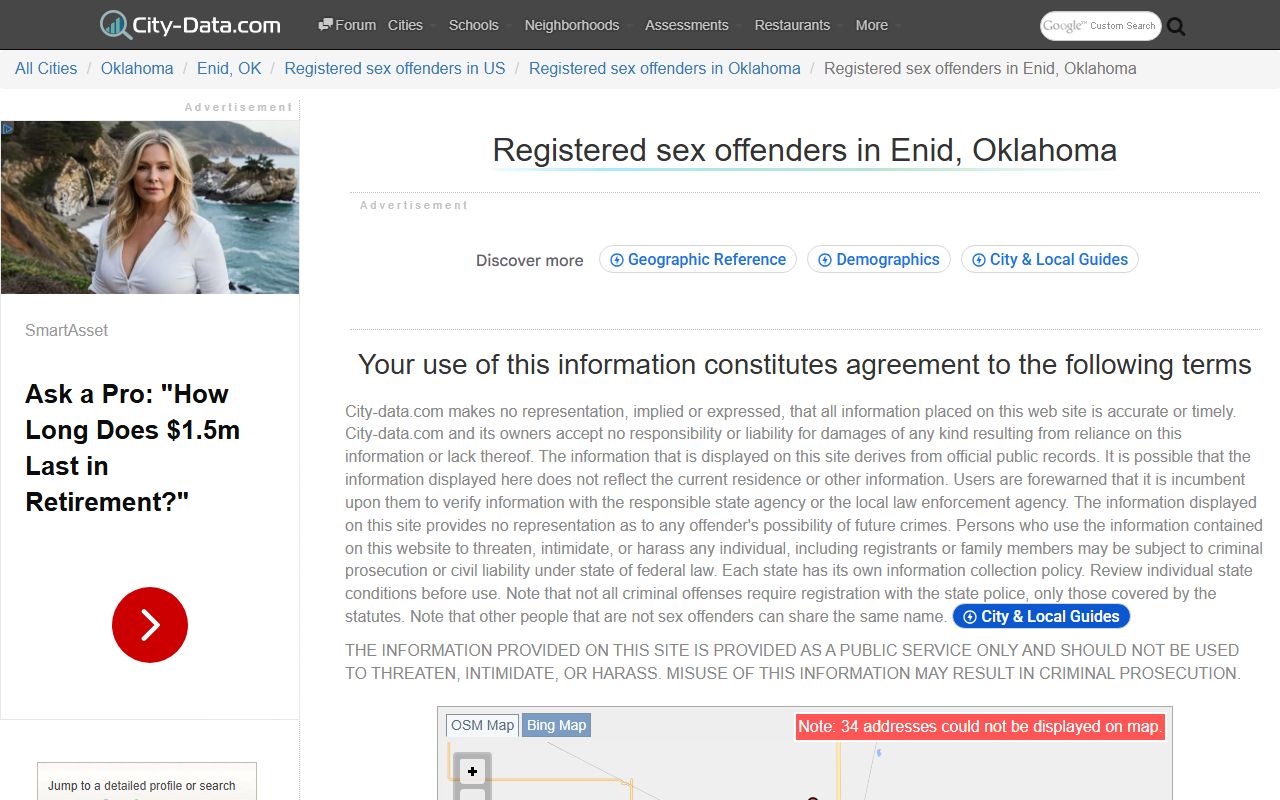 Enid sex offender statistics and ratio data