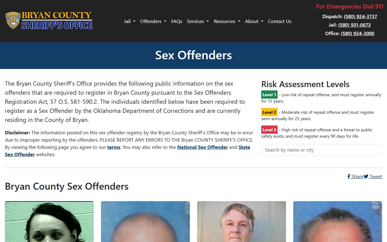 bryan county sex offender sheriff registry listing