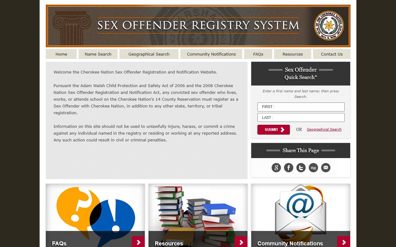 cherokee county sex offender cherokee nation tribal registry