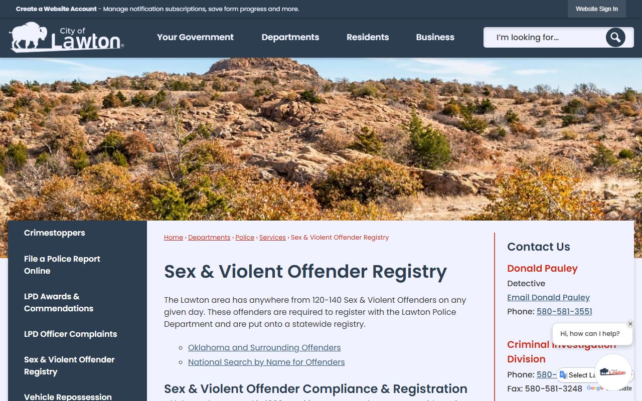 comanche county sex offender lawton police sex offender registry page
