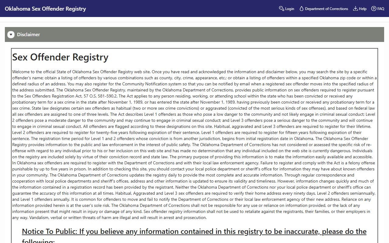 Latimer County sex offender state registry search