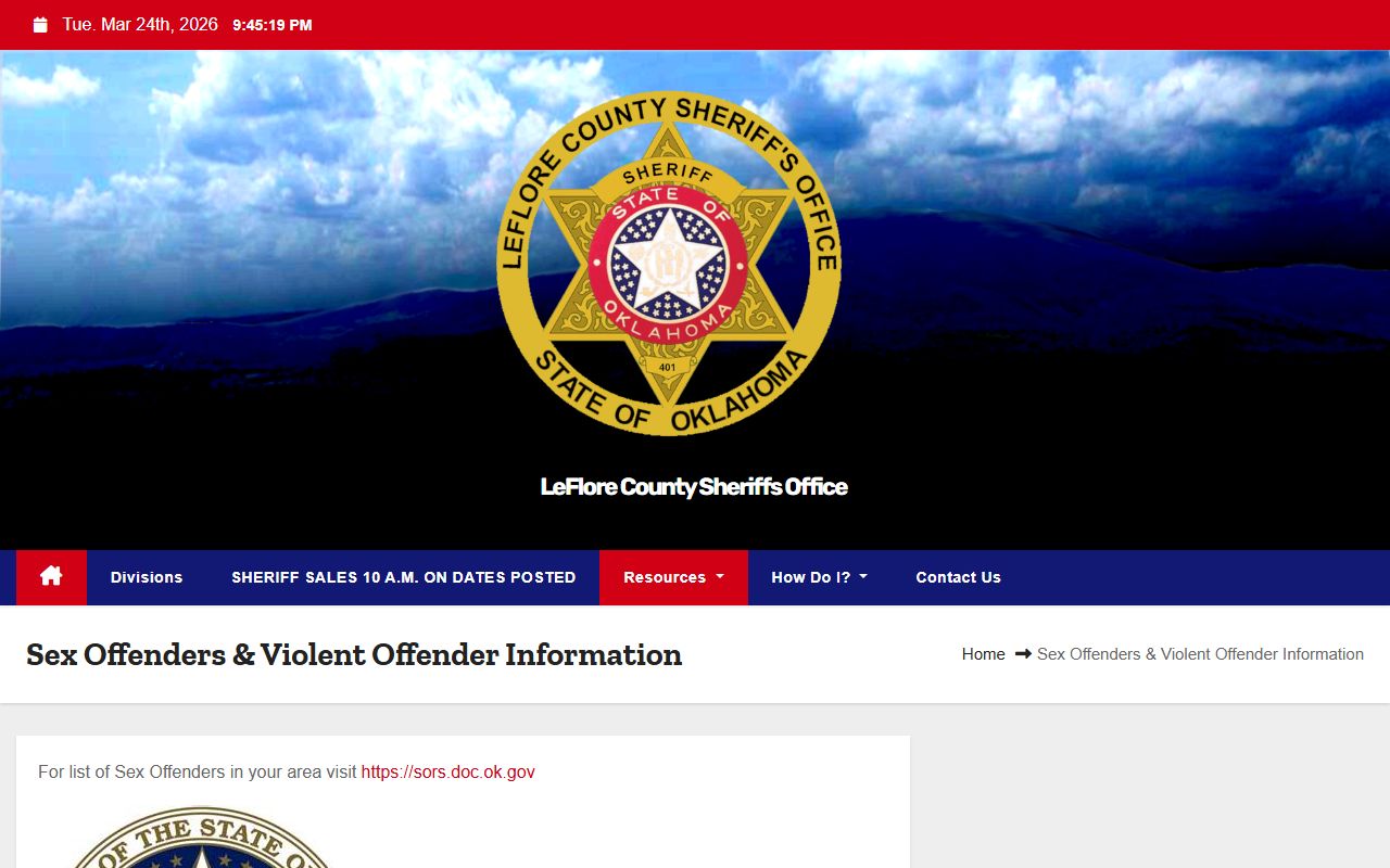 Le Flore County sex offender local registry page