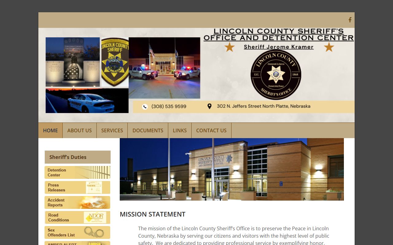 Lincoln County sheriff office main website page