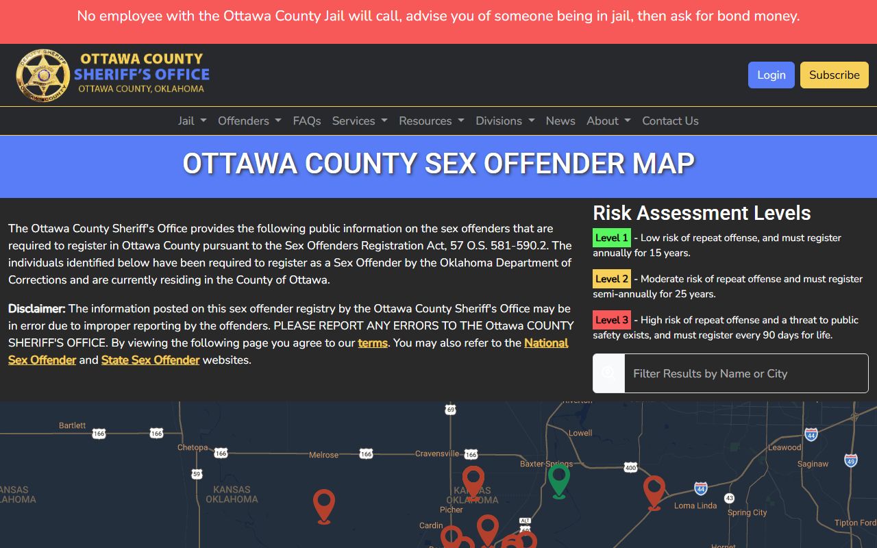 Ottawa County sheriff sex offender registry page