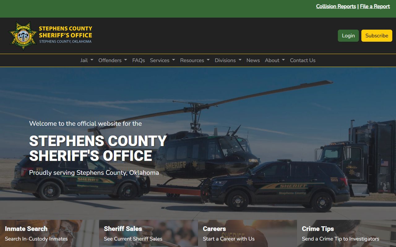 Stephens County Sheriff's Office main page