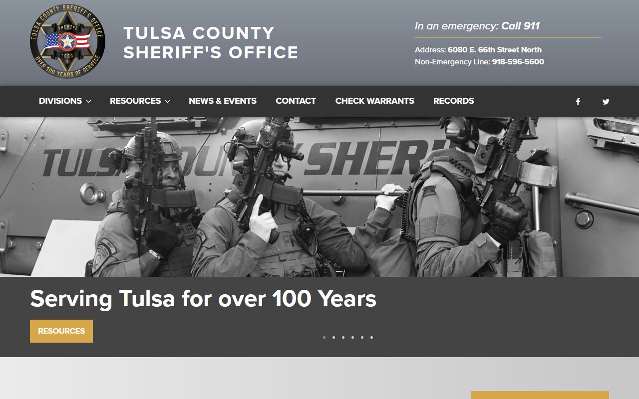 Tulsa County Sheriff's Office main website