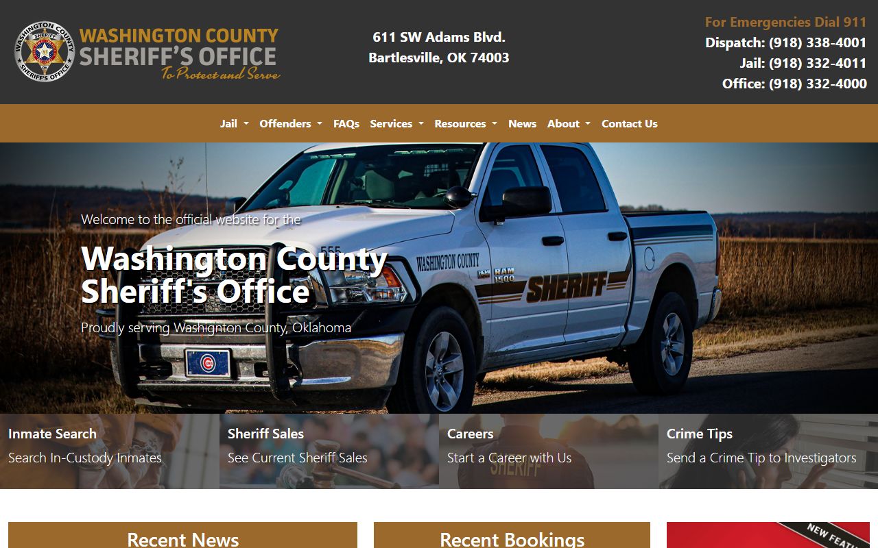 Washington County Sheriff's Office main page