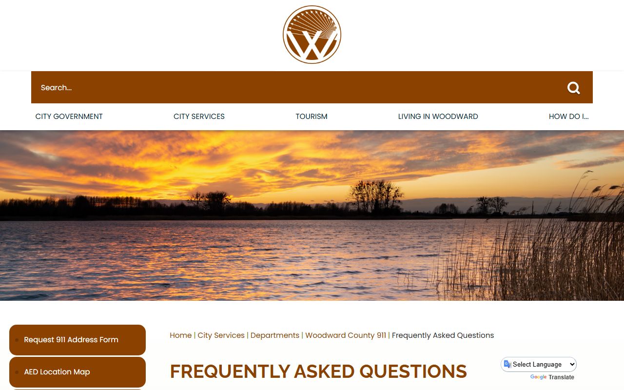 Woodward Police Department FAQ page