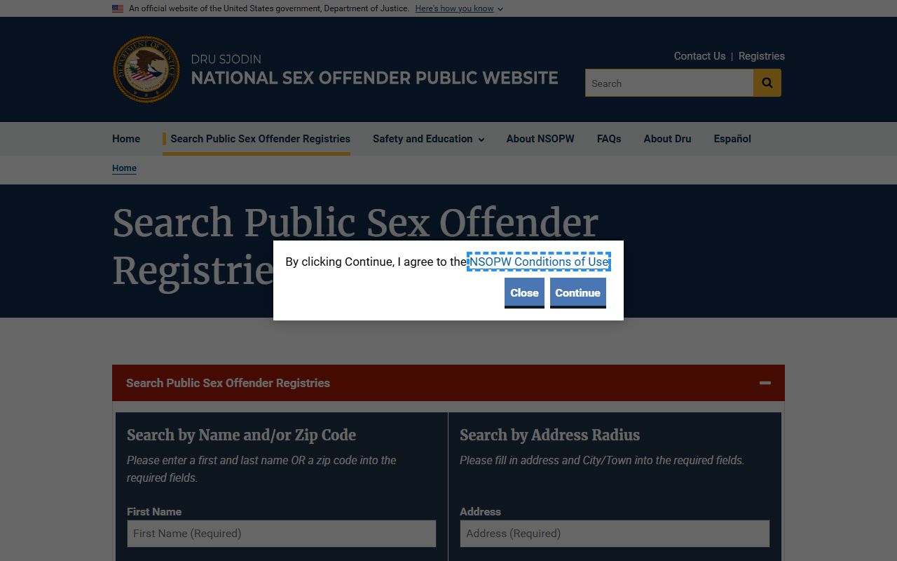 National Sex Offender Public Website search for Oklahoma offenders